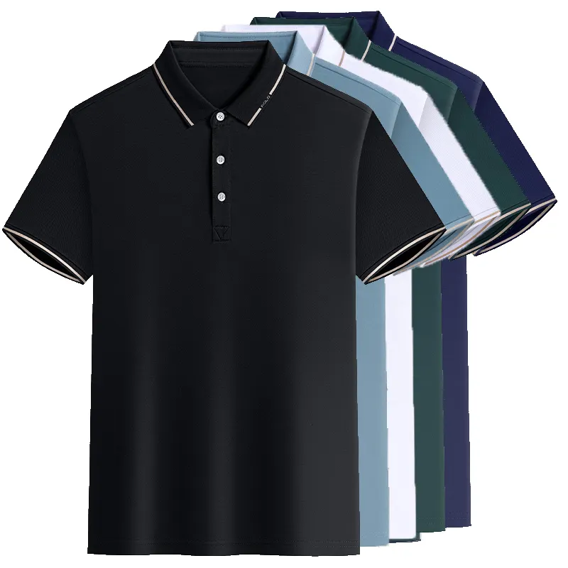 Camiseta polo esportiva de algodão plus size para homens, camisas polo masculinas bordadas com logotipo personalizado, uniforme liso
