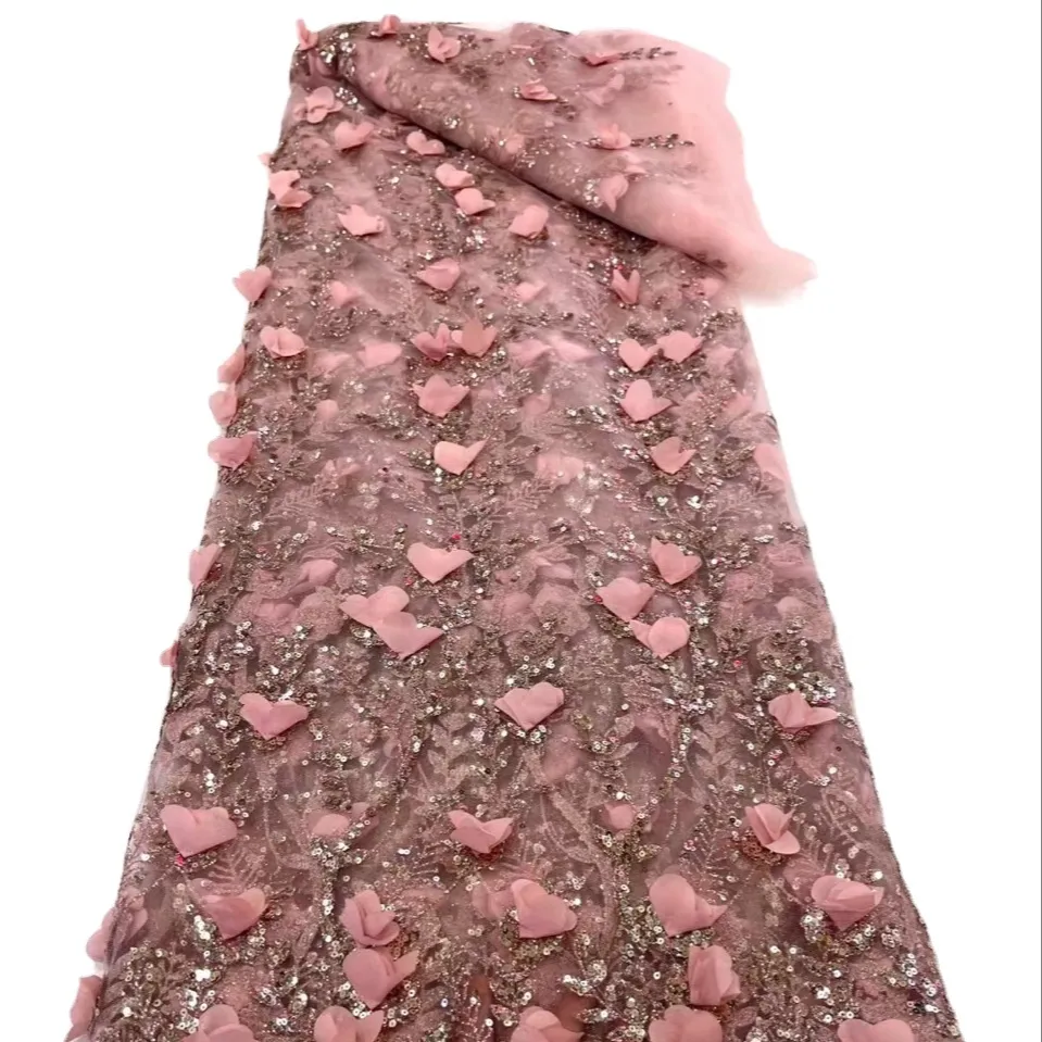 2023 baru penjualan laris aneka warna aster tiga dimensi kain bordir bunga untuk gaun wanita