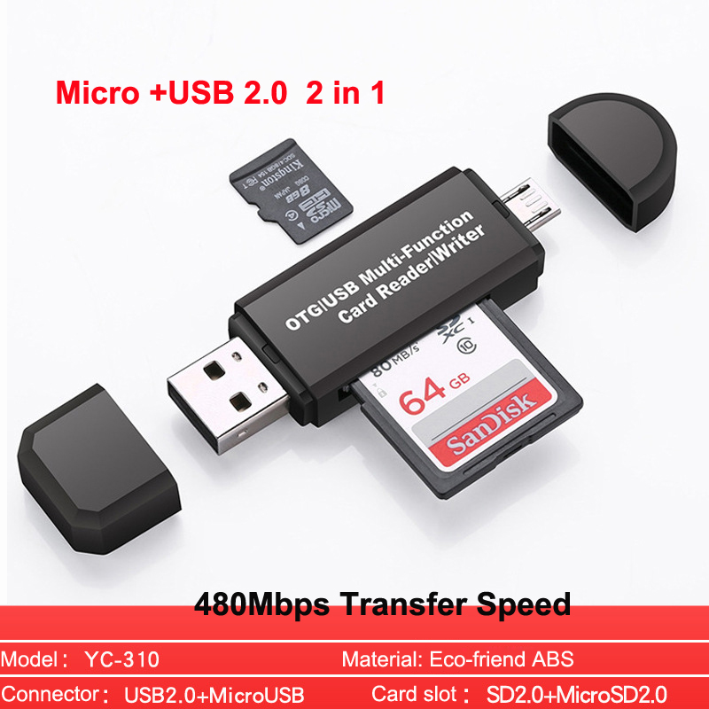 Micro + USB 2,0 2 en 1