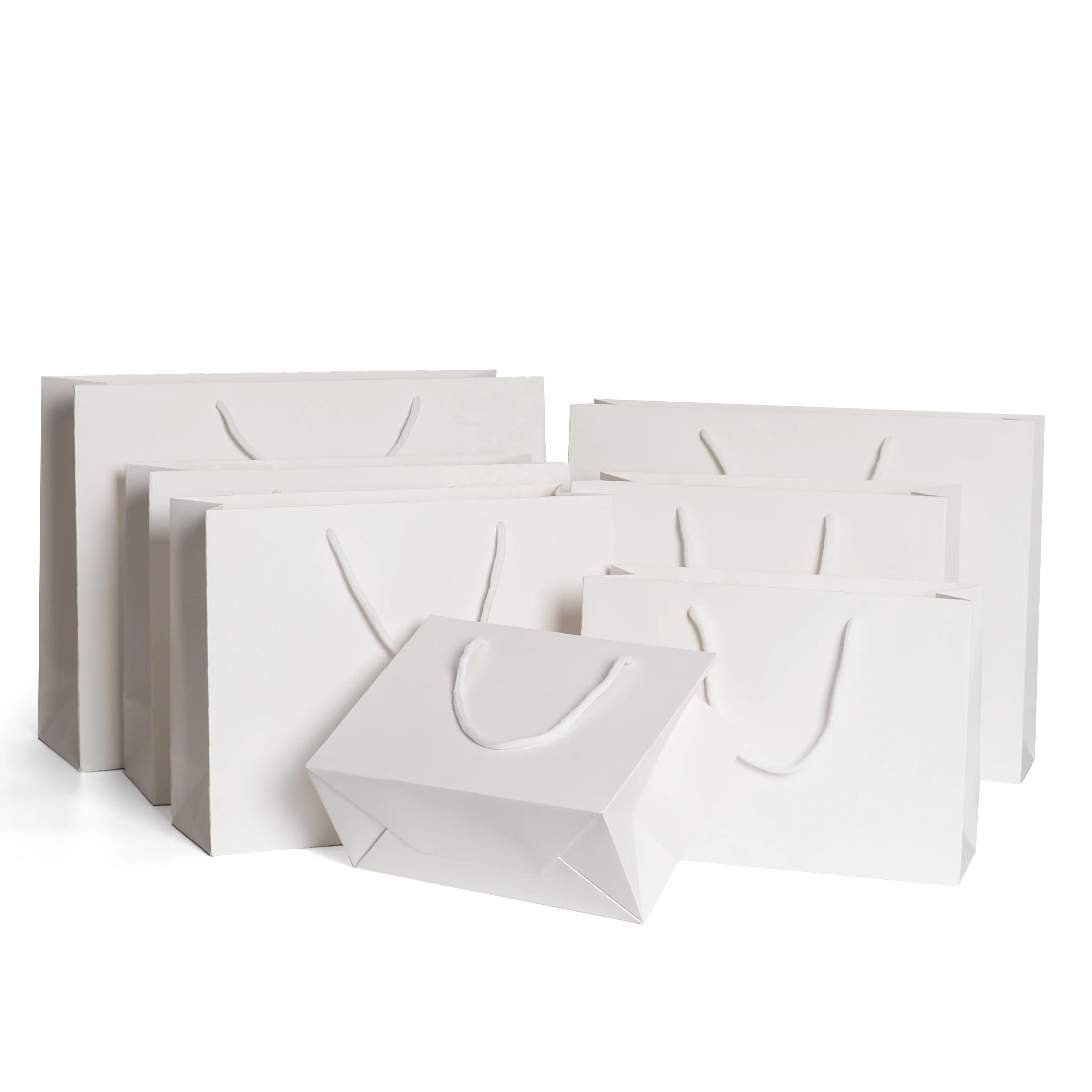 32x25x11cm厚手の白いトートショッピングバッグ商品、小売、パーティー、ギフトバッグに最適な頑丈なオリジナルスタイルの紙