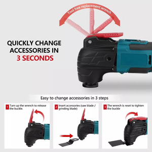 Multiherramienta oscilante inalámbrica de grado industrial de 21V con 22 accesorios, fuente de alimentación de batería de 18V personalizable OEM - Product Image 5