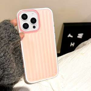 3 in 1 Matte Pure Color Corrugated Phone Case for iPhone 11 <strong>12</strong> 13 14 15 16 Pro Max Shockproof PC TPU Case - Product Image 1