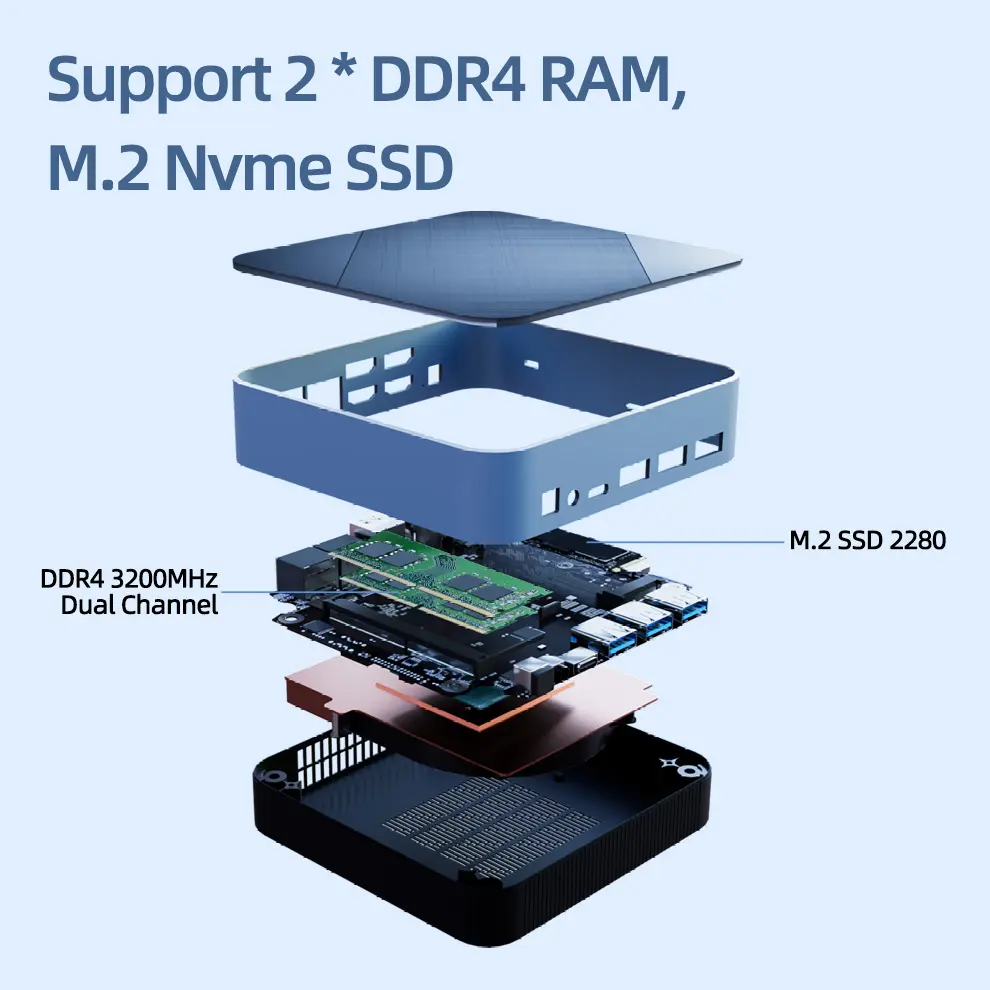 Mini ufficio Computer i5 i7 M.2 NVMe supporto Micro SD 8K 4K 60Hz doppia HD-MI LAN DP portatile OEM HTPC Mini PC per le imprese