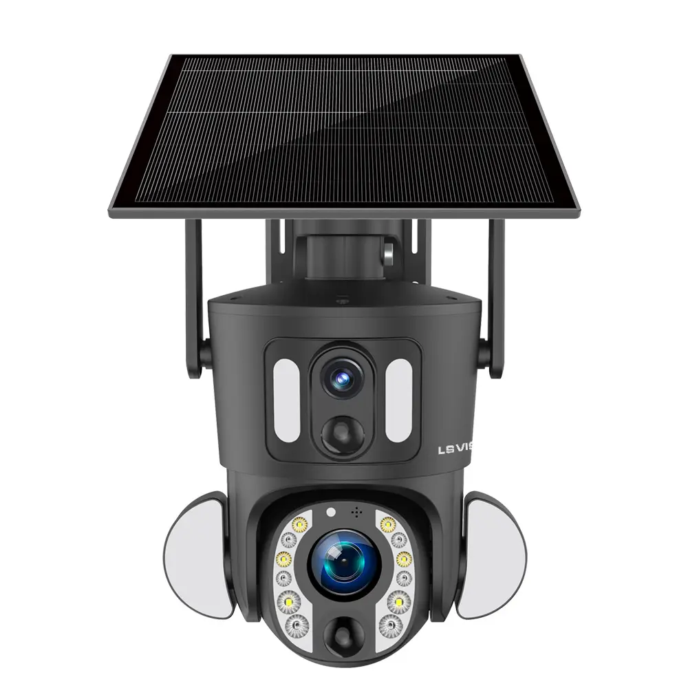 LS visione 9W macchina fotografica solare esterna 4G 6MP doppia lente 20X Zoom ottico IP66 Laser lampada a infrarossi 15600mAh funzione di visione notturna