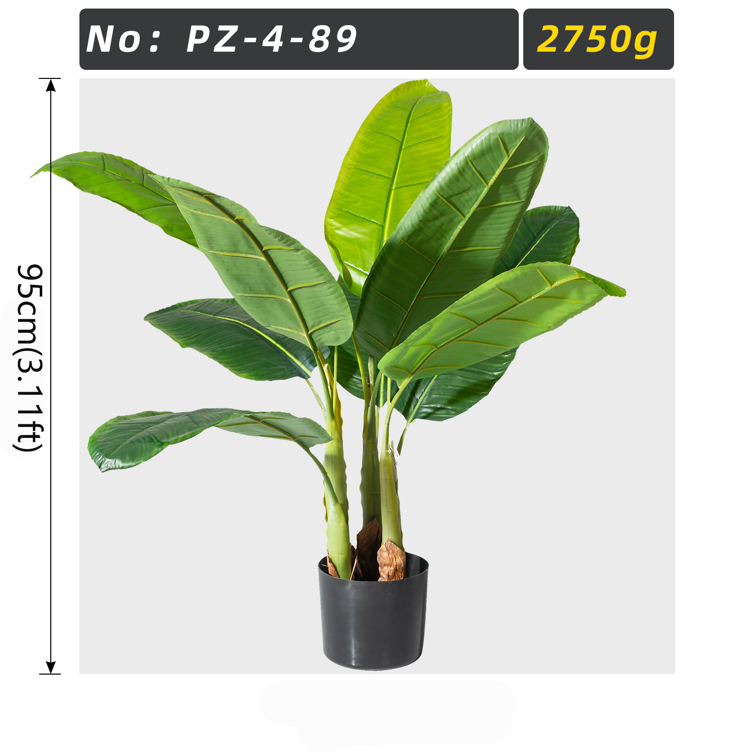 Mini Multi-stem Artificial Banana Leaf Potted Plant