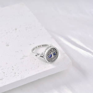 Merryshine 925 ayar gümüş öz dolgu bellek anne inci erkek ağacı hayat kül kremasyon çömleği yüzük insan külleri için - Product Image 2