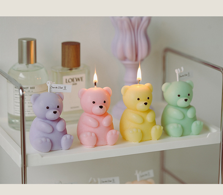 AROMA HOME DIY Cute Teddy Bear Shaped Scented Candle Customized 4