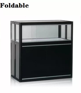 Fácil removível Acrílico & Vidro Personalizado Alumínio Dobrável Contador Preto Branco Prata Exhibition <span class=keywords><strong>booth</strong></span> & Trade Show