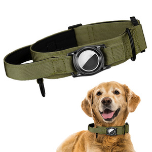 Neueste neue Hunde halsband mit Tracker Halter Abdeckung Nylon verstellbare Haustier Anti-Lost Hunde halsband für Airtag Tactical Hunde halsbänder - Product Image 6