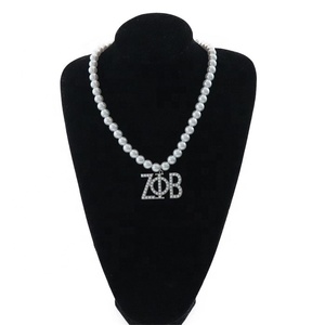 Yunan yeni Zeta PHI Beta rity rity kolye inci ve kristal Rhinestones ile inci zincir düğün ve partiler için - Product Image 4