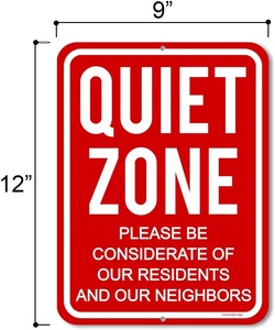 Quiet Please Signs,Quiet Zone Please Be Considerate of Our Residents and Our <strong>Neighbors</strong> 9 Inch by 12 Inch Tin Do Not Disturb Sign - Product Image 1