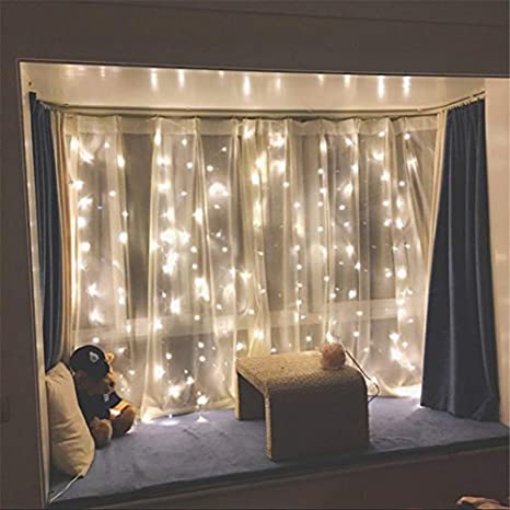 Window Curtain String Lights 300 led Fairy Twinkle Lights for Room Wedding Party Backdrop Outdoor Indoor Decoration