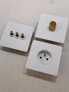86 250V1/2/3/4组黄铜金墙拨动灯开关白色豪华不锈钢框架法国欧洲146双插座usb - Product Image 3