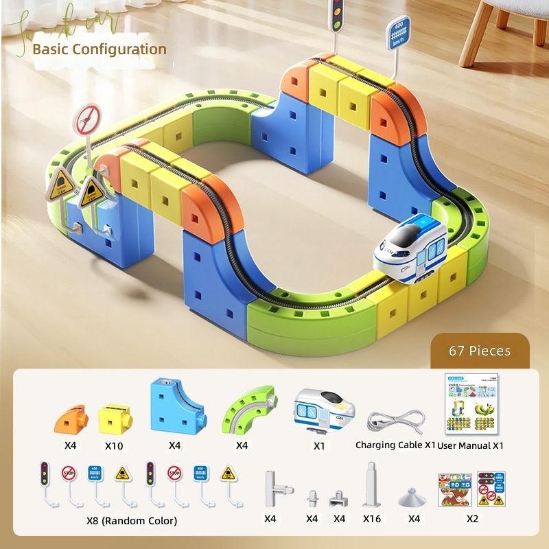 Set di binari versatili non magnetici da 67 pezzi con 1 auto
