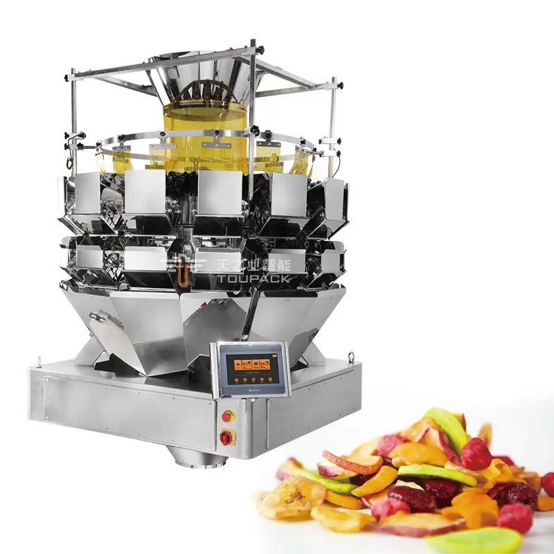 Máquina De Embalagem De Pesagem De Saladas Com 14 Head Multihead Weigher Para Frutas E Vegetais 100-3000g 60BPM