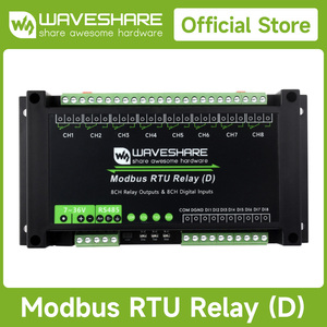 带数字输入和RS485的波共享工业Modbus RTU 8-ch继电器模块 (D)，Modbus RTU协议，7 ~ 36v电源 - Product Image 2