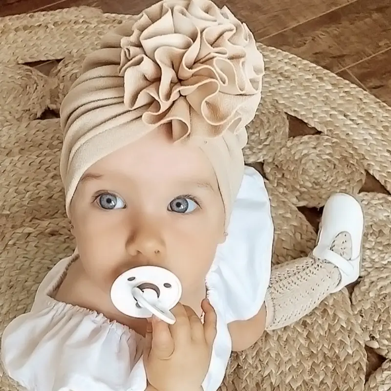 Turban pour bébé fille, chapeaux doux, motif fleur, pour nouveau-né, couvre-chef pour enfants