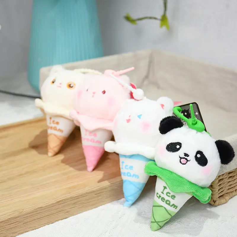 Koni hayvanlar peluş oyuncak küçük bebek dondurma Panda Piggy ayı Mini çanta anahtarlık kolye dolması hayvanlar sevimli kızlar