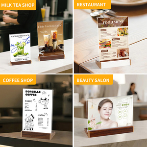 Bán buôn tùy chỉnh xách tay A4/A5/A6 rõ ràng Acrylic Máy tính để bàn hình chữ L rắn menu gỗ hiển thị dấu hiệu chủ danh dự giấy chứng nhận - Product Image 6