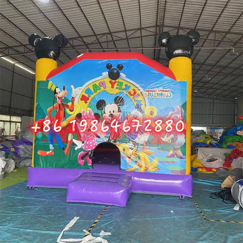 MICKEY MOUSE Inflatable Bouncer PVC chất liệu thương mại trẻ em bị trả lại nhà phim hoạt hình chủ đề nhảy lâu đài để bán