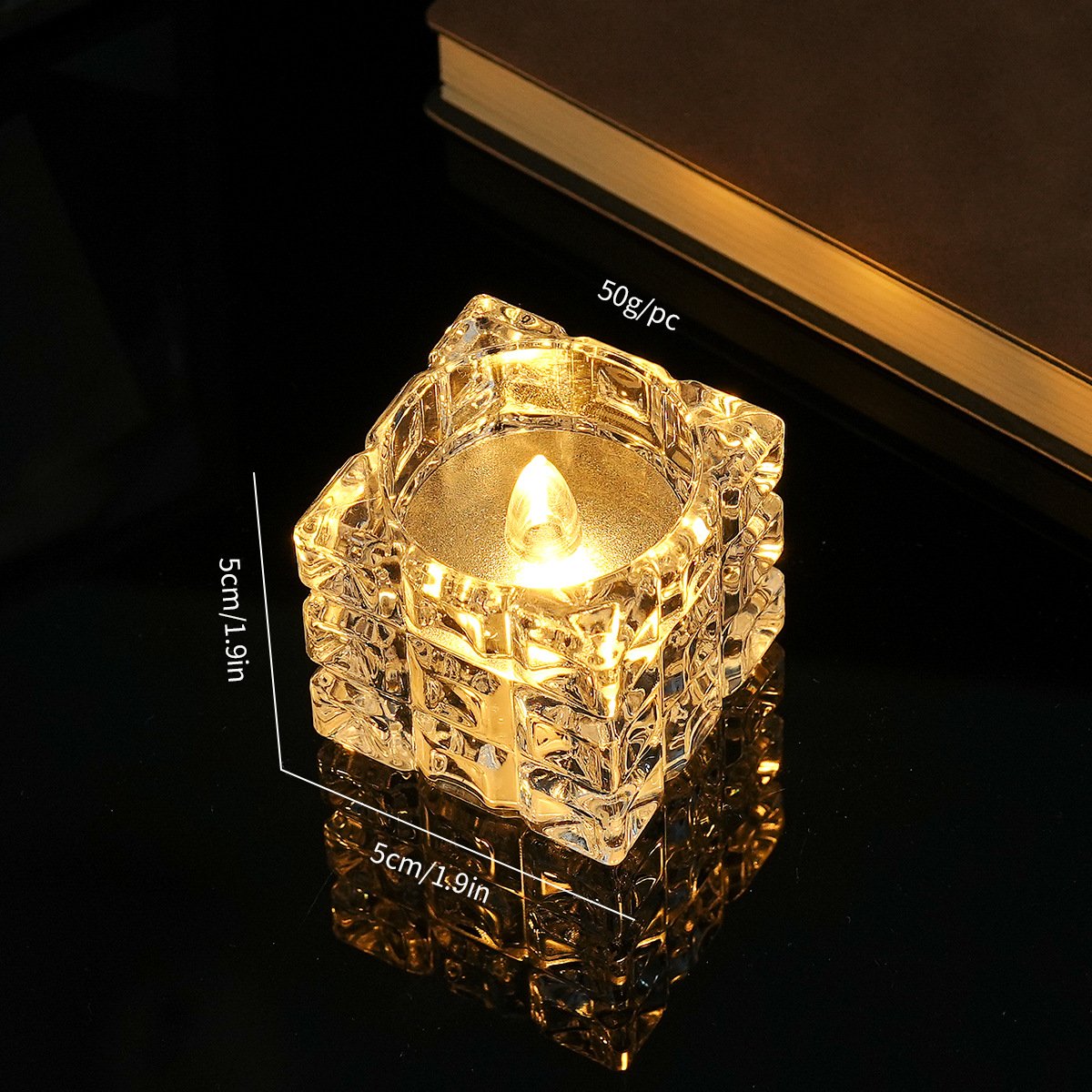 Cube de cristal de grande taille - Lumière chaude