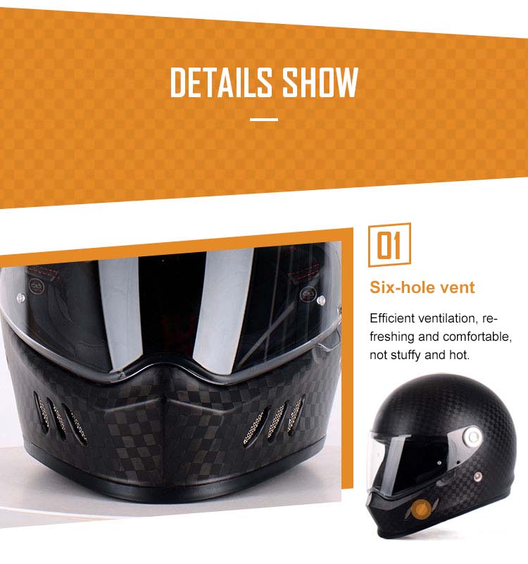 Custom DOT ECE approved carbon fiber classic vintage retro full face helmet