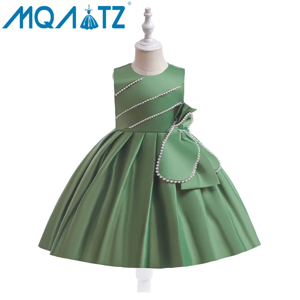 MQATZ Robes d'été en satin pour filles Robe de princesse sans manches pour enfants Robe de soirée pour fille L5519