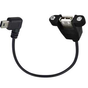 Yeni 0.5m dik açı Mini USB tip a dişi yazıcı uzatma kablo USB 2.0 konnektör PVC veri USB-A kablo vida ile aşağı yukarı - Product Image 5