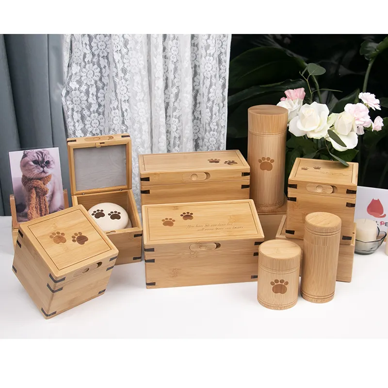 Funeral Supplies Small Biodegradable Urna Cremation Jewelry Ashes Keepsake Wooden Urn Pet Memorial Casket Rainbow Bridge Pet Urn