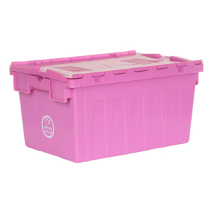 Contenedores de almacenamiento de plástico apilables y anidados sólidos a prueba de agua logística con tapa con bisagras - Product Image 2