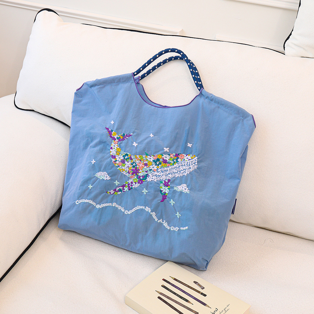 Light blue-flower whale-without shoulder strap-large size