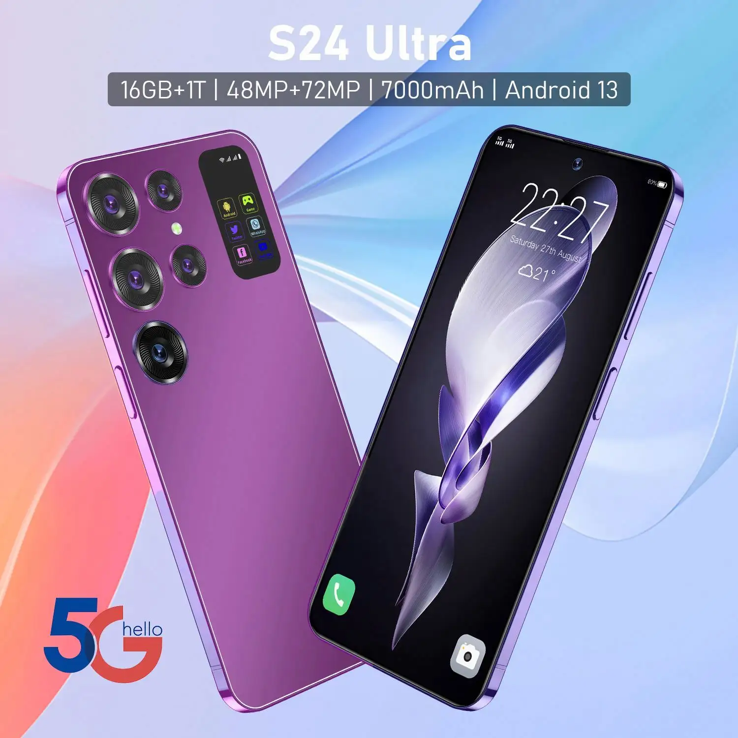 Venta caliente S24 + ULTRA Original 16GB + 512GB 48MP + 100MP Doble tarjeta Sim 7300mAh Android 12,0 Teléfono móvil para juegos Teléfono móvil inteligente