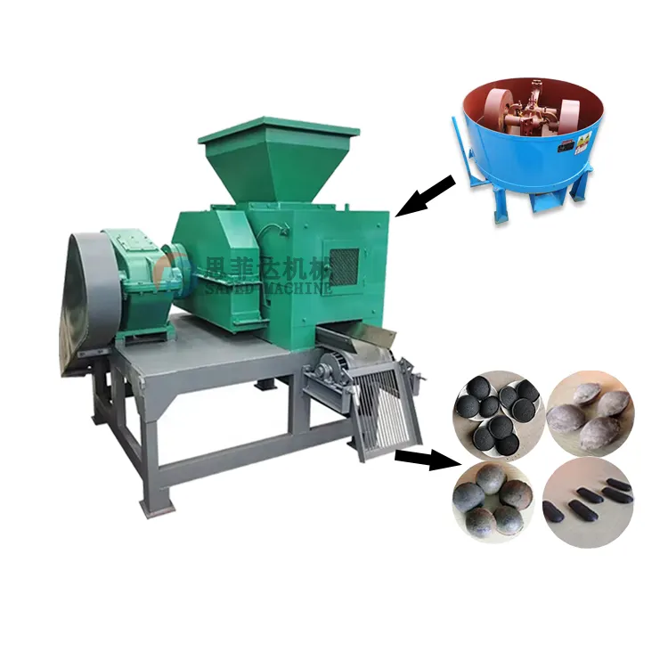 Machine à fabriquer des boules de charbon de bois, presse à billes hydraulique à Double rouleau, Machine de pressage de gypse à désulfatation sèche et humide