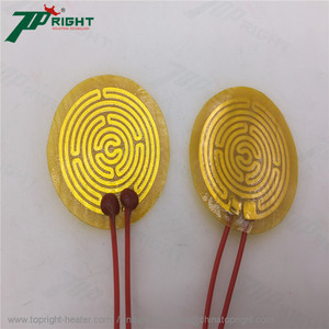 Round 3.7 Volt 2.2 Watt Polyimide Film Heater Pad Flexible <strong>Heating</strong> element for Automobile <strong>Heating</strong> - Product Image 3
