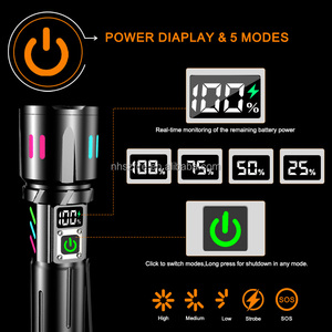 Siêu sáng tầm xa không thấm nước dẫn ngọn đuốc Ánh sáng chùm rộng Hợp kim nhôm có thể sạc lại đèn pin liên tục đèn flash ánh Sáng Ngọn đuốc - Product Image 6