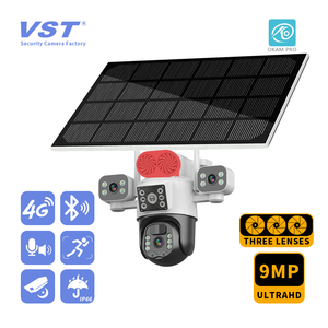 O-KAM açık çift 9MP üç objektif sensörü kamera gündüz/gece görüş dahili pil güneş şarj düşük güç enerji tasarrufu bulut - Product Image 2