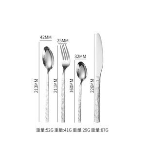 High-end Wedding Gold Cutlery Set Stainless Steel Hammer <strong>Pattern</strong> Handle Knife <strong>Fork</strong> <strong>Spoon</strong> Silverware Flatware Set - Product Image 6