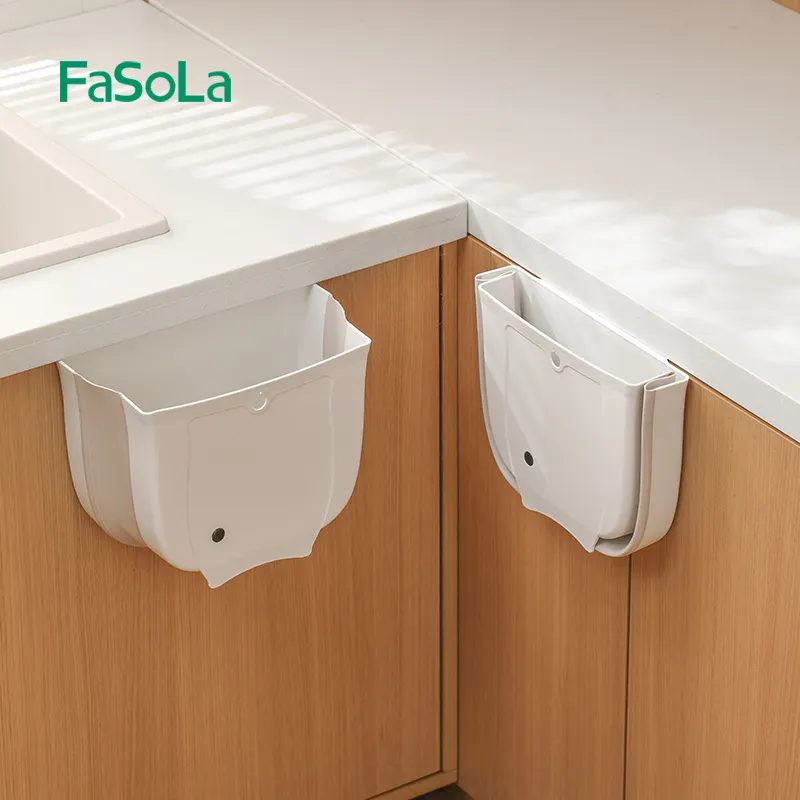 FaSoLa 7L 9.7L asılı katlanır çöp tenekesi mutfak dolabı kapı için katlanabilir çöp tenekesi katlanabilir duvara monte çöp kutusu