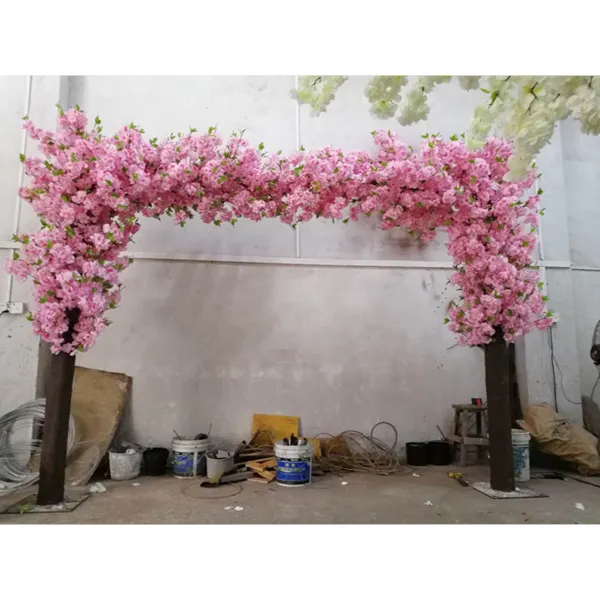 Árbol Artificial de flores de cerezo con marco de hierro, decoración de boda hecha a mano