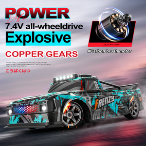 รถดริฟท์บังคับ1:16 2.4กิกะเฮิร์ตซ์4WD ควบคุมได้เต็มสัดส่วนพร้อมไฟ LED การแข่ง4แชนเนลความเร็วสูงสำหรับการผจญภัยในการแข่งรถกลางแจ้ง - Product Image 3