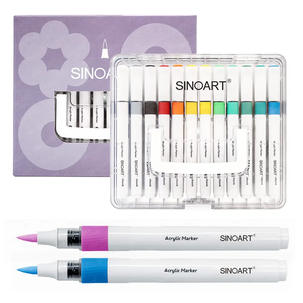 SINOART 24/36/48/60/72 цветов нетоксичные мягкие насадки для рисования, акриловые маркеры