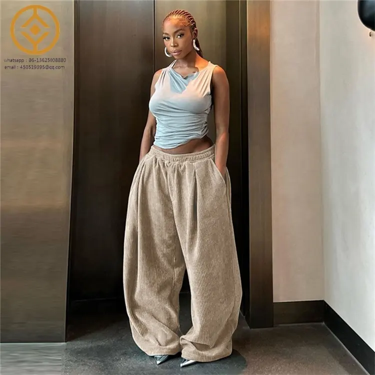 H3P35195 Solid Color Wide Leg Pant Fall Clothes 2024 Loose Pant Women Streetwear