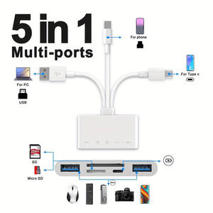 适用于IPhone/笔记本电脑的Sd tf卡读卡器适配器、Lightning Type-C USB转Tf & sd卡USB c OTG适配器支持Type-C设备 - Product Image 2