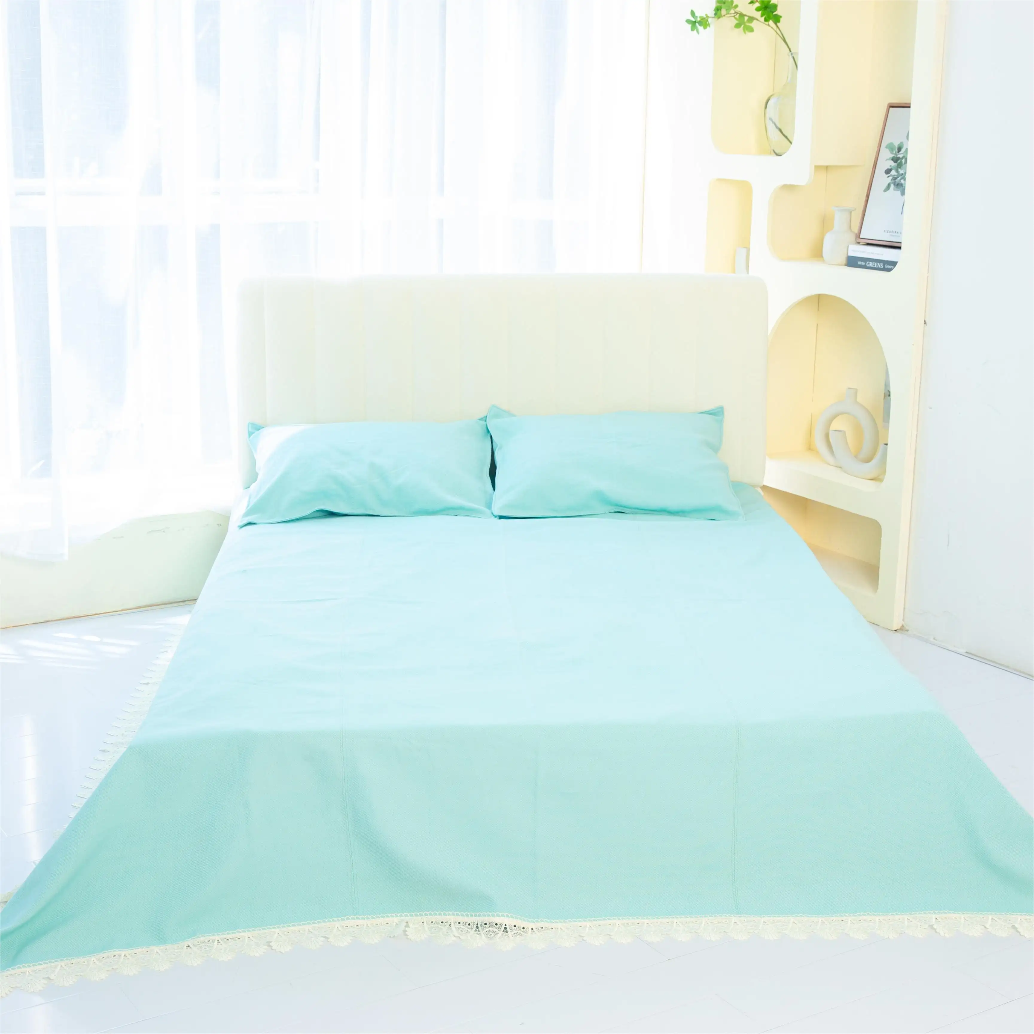 WINATURE Wholesale Blanket Customization Egyptian Cotton Bedding Plain Color Super King Sizes Flat Bed Sheets Set
