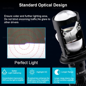 Y5 H4เลนส์โปรเจคเตอร์ LED พร้อมไฟเลเซอร์โปรเจคเตอร์ H4ไฟหน้ารถขนาดเล็ก LED H4 LED - Product Image 5
