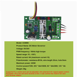 Controlador de CC PWM de 6V, 10V, 12V, 24V, 30V, con interruptor de inversión positiva, controlador de CC PWM para controlador de velocidad de motor de CC, 200W, CCM6N - Product Image 4