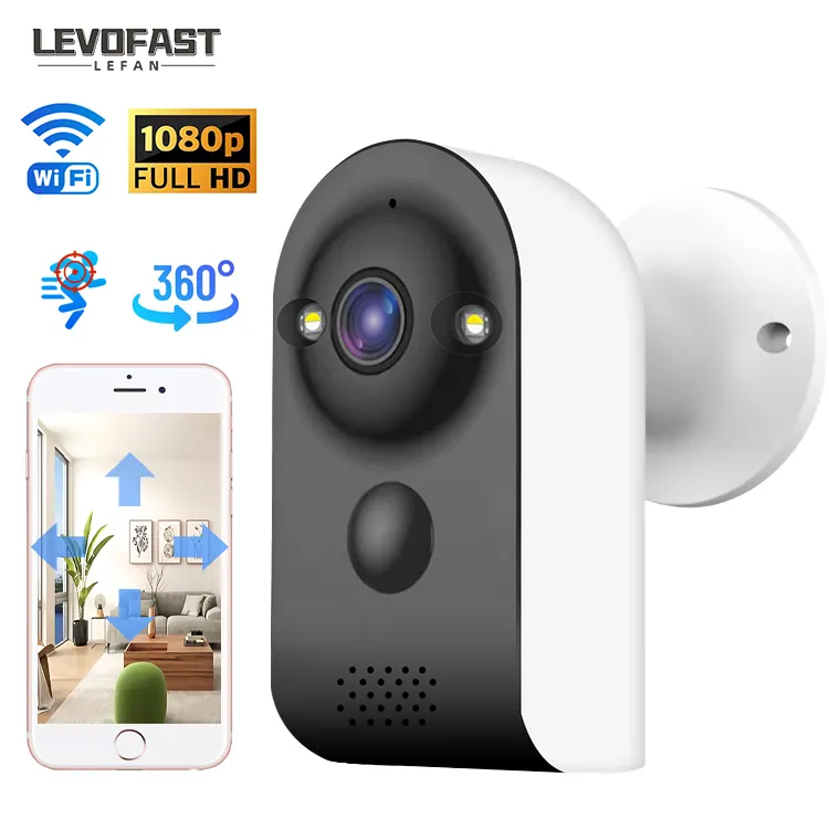 LEVOFAST V380Pro 2MP Cámara de batería de baja potencia para interiores WiFi 18650 AI Detección de movimiento inteligente Cámara de vigilancia para el hogar