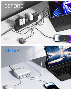เครื่องชาร์จตั้งโต๊ะ6พอร์ต100W แท่นชาร์จโทรศัพท์หลายช่องสำหรับ iPhone สำหรับ airpods PD Universal Type C - Product Image 4
