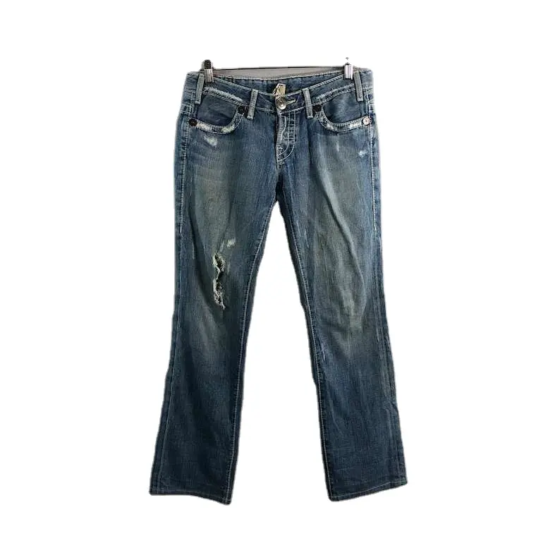 Jeans évasés True Religion Vintage Baggy Streetwear Denim tenues avec Design vieilli nouveau tissu en coton Style décontracté mode