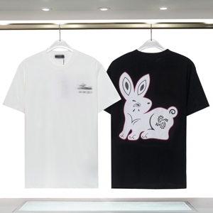デザイナーブランドメンズTシャツ夏用高品質可愛いウサギプリントジャージーカジュアル半袖スタイル